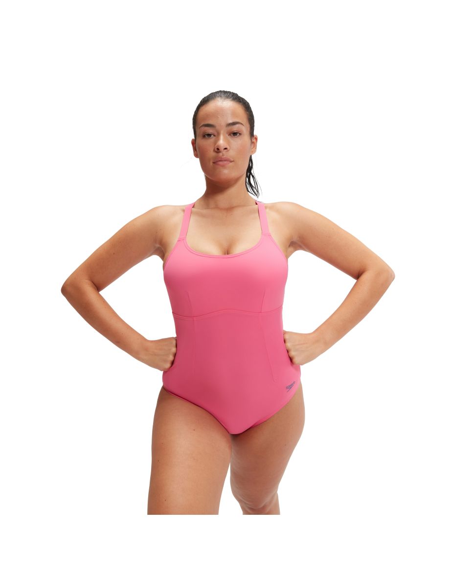 Women's Speedo Shaping Crossback Swimsuit in Pink