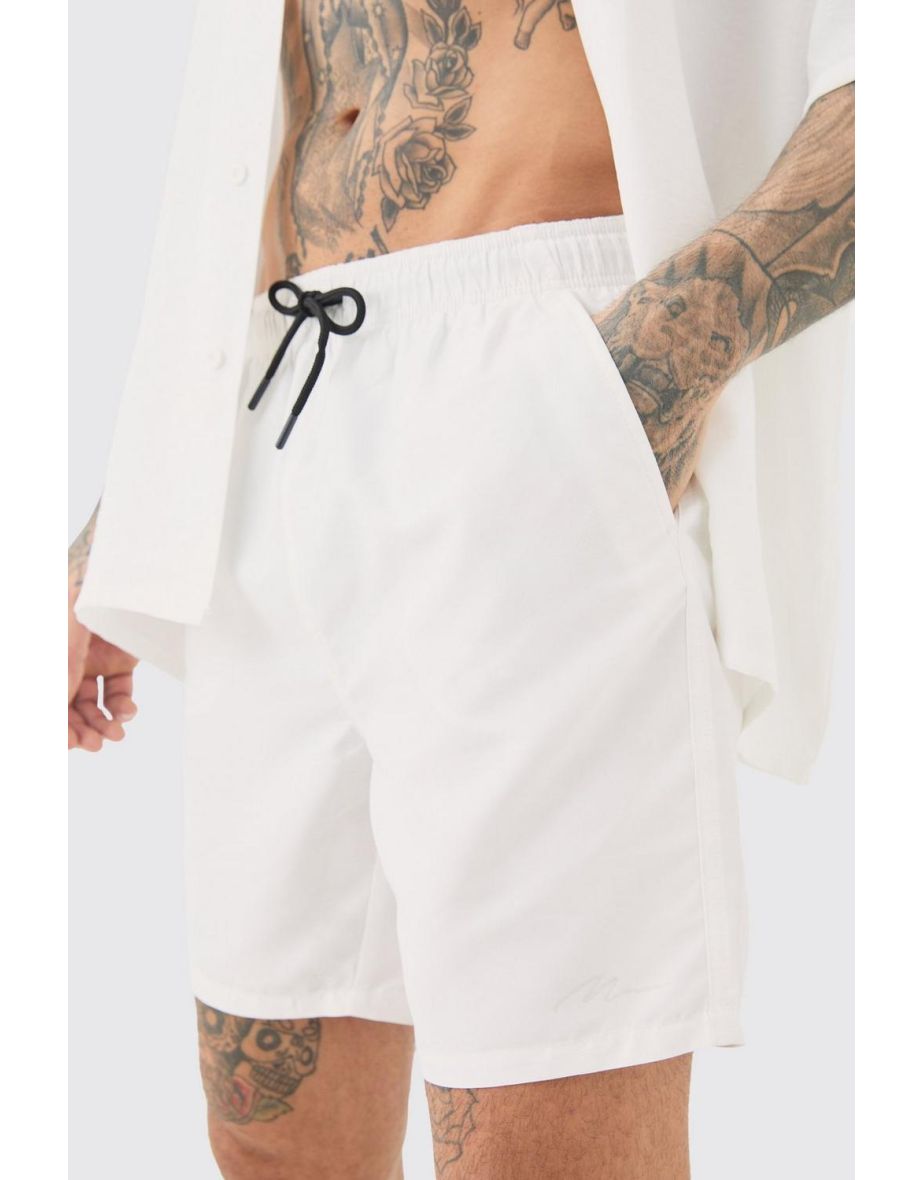 Tall Man Signature Mid Length Swim Short - white - 2