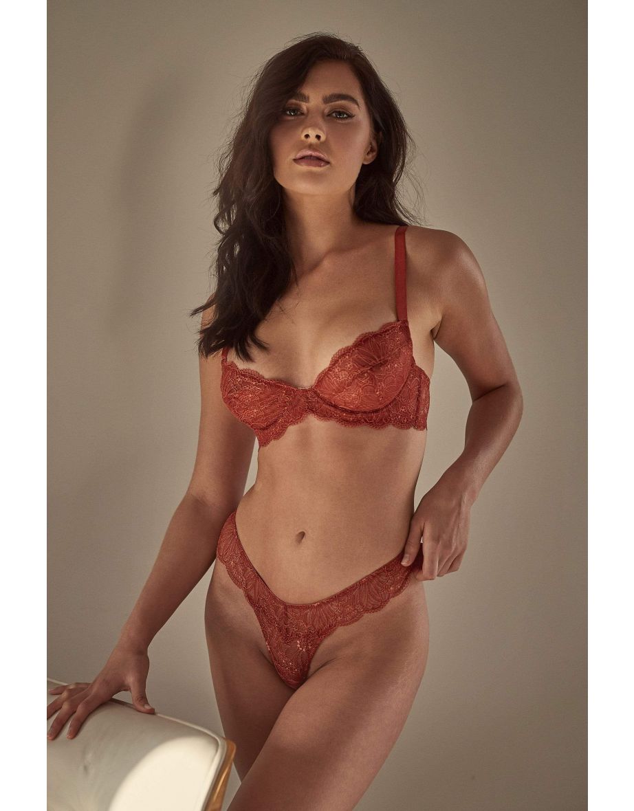 Wolf And Whistle Ariana Red Everyday Lace Bralette In Stock At UK Tights