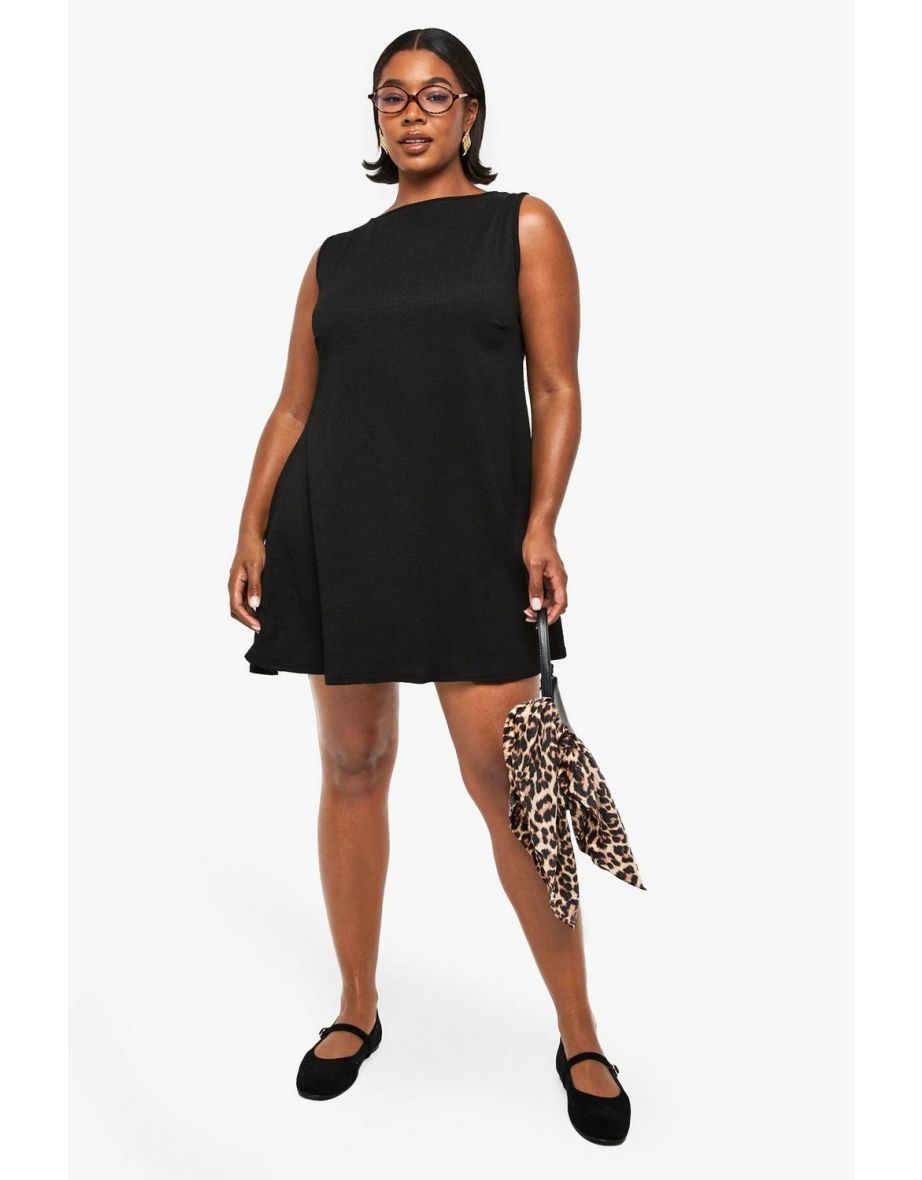 plus textured swing dress - black