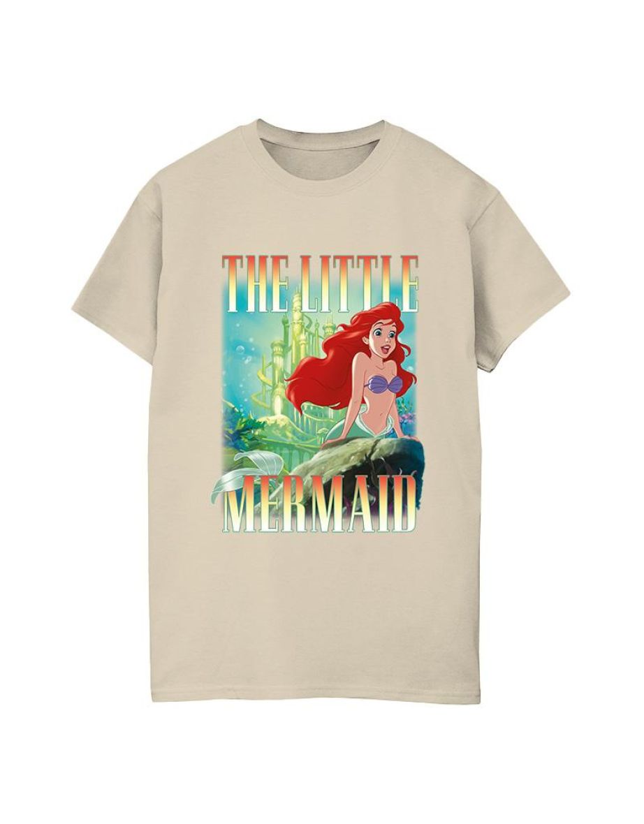 The Little Mermaid Womens/Ladies Ariel Montage Cotton Boyfriend T-Shirt - Sand - 1