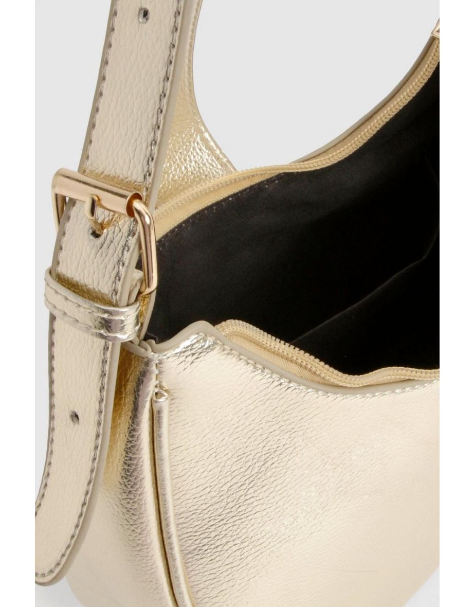 Half Moon Leather Look Shoulder Bag - 3