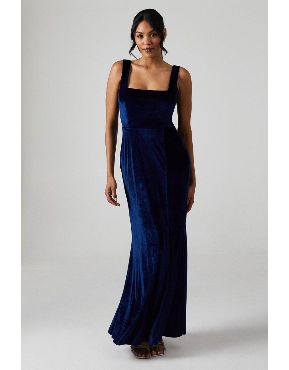 Debut London by Coast Square Neck Velvet Bridesmaids Maxi Dress
