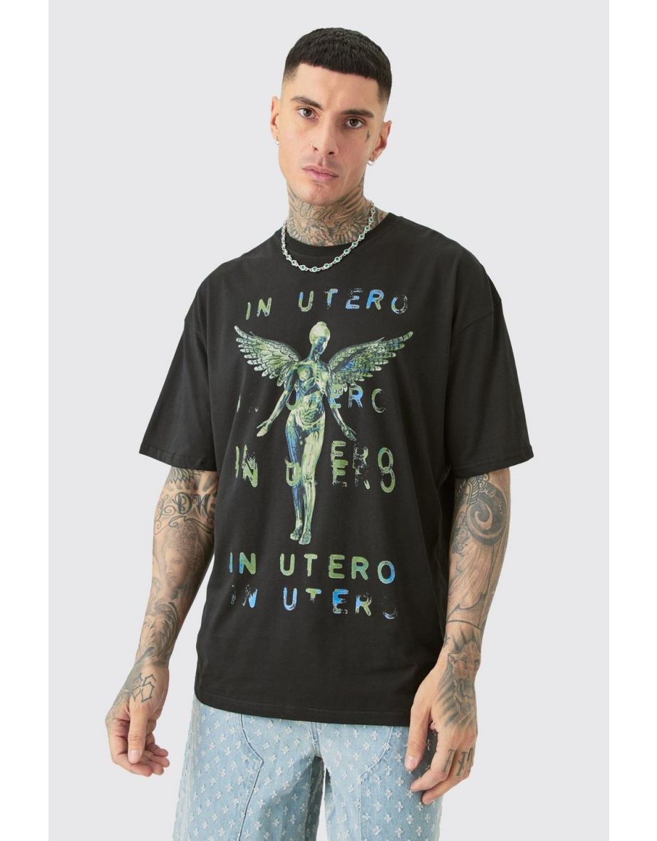 Tall Oversized Nirvana Utero T-shirt In Black - 2