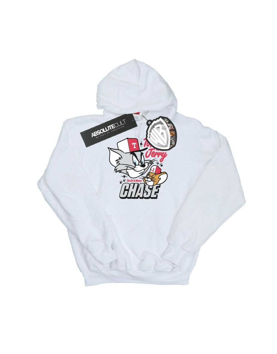 Tom And Jerry Mens Cat & Mouse Chase Hoodie - White