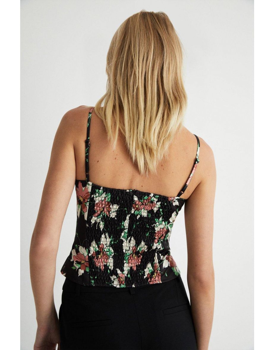 Floral Satin Boned Corset Top - 2