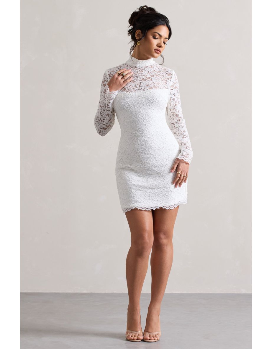 Gossip | White Lace High-Neck Mini Dress