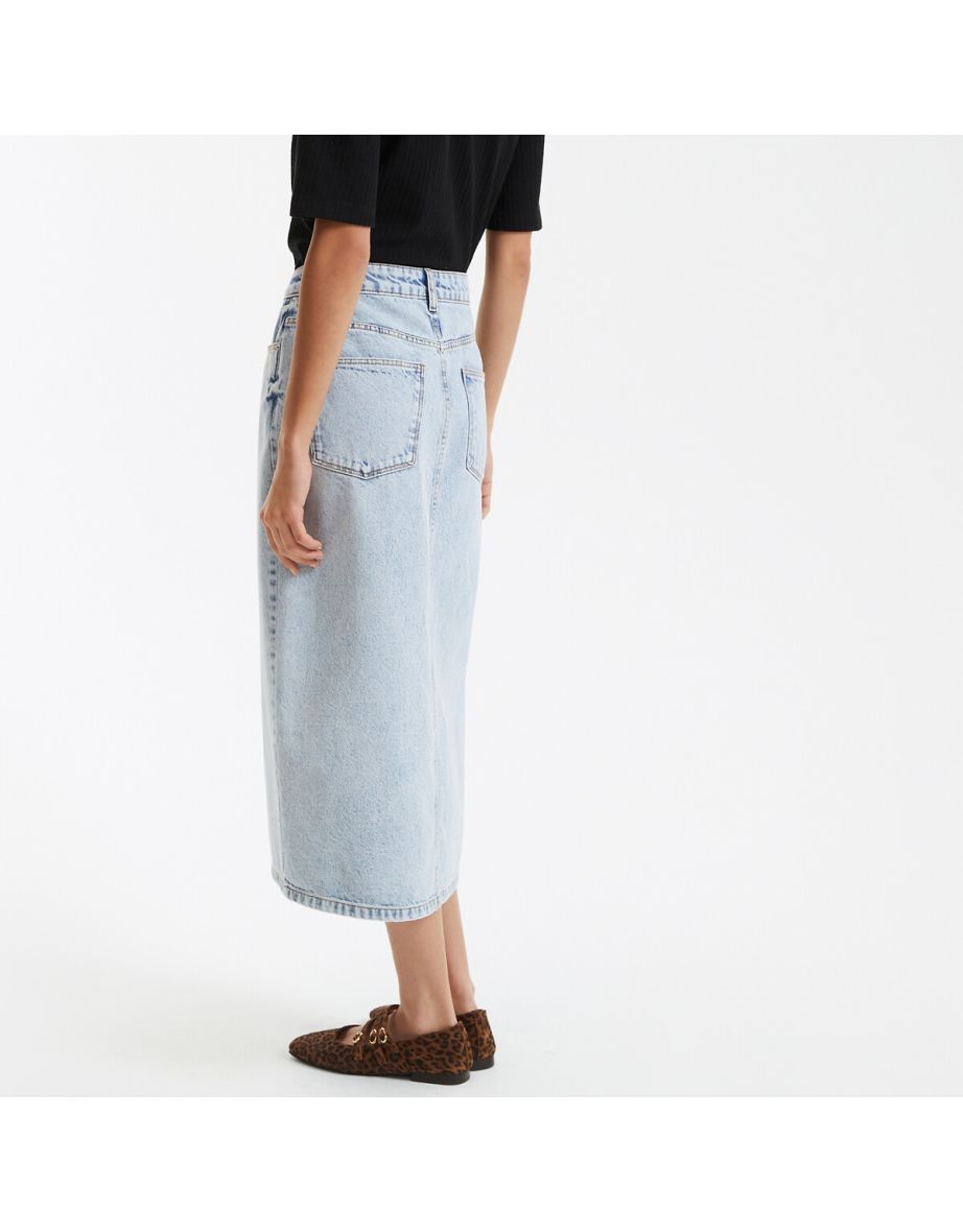 Shift Midi Skirt in Denim - 3