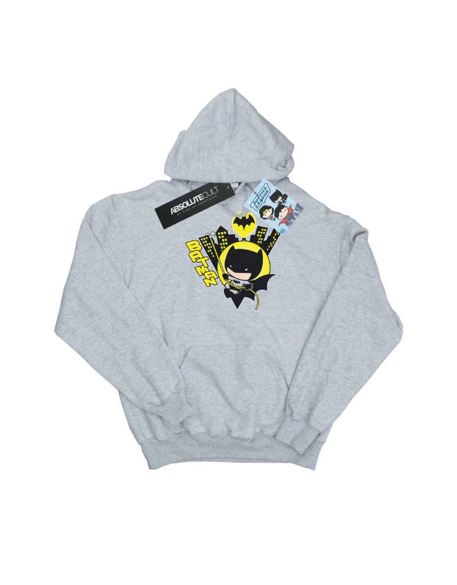 DC Comics Boys Chibi Batman Swinging Hoodie - Sports Grey