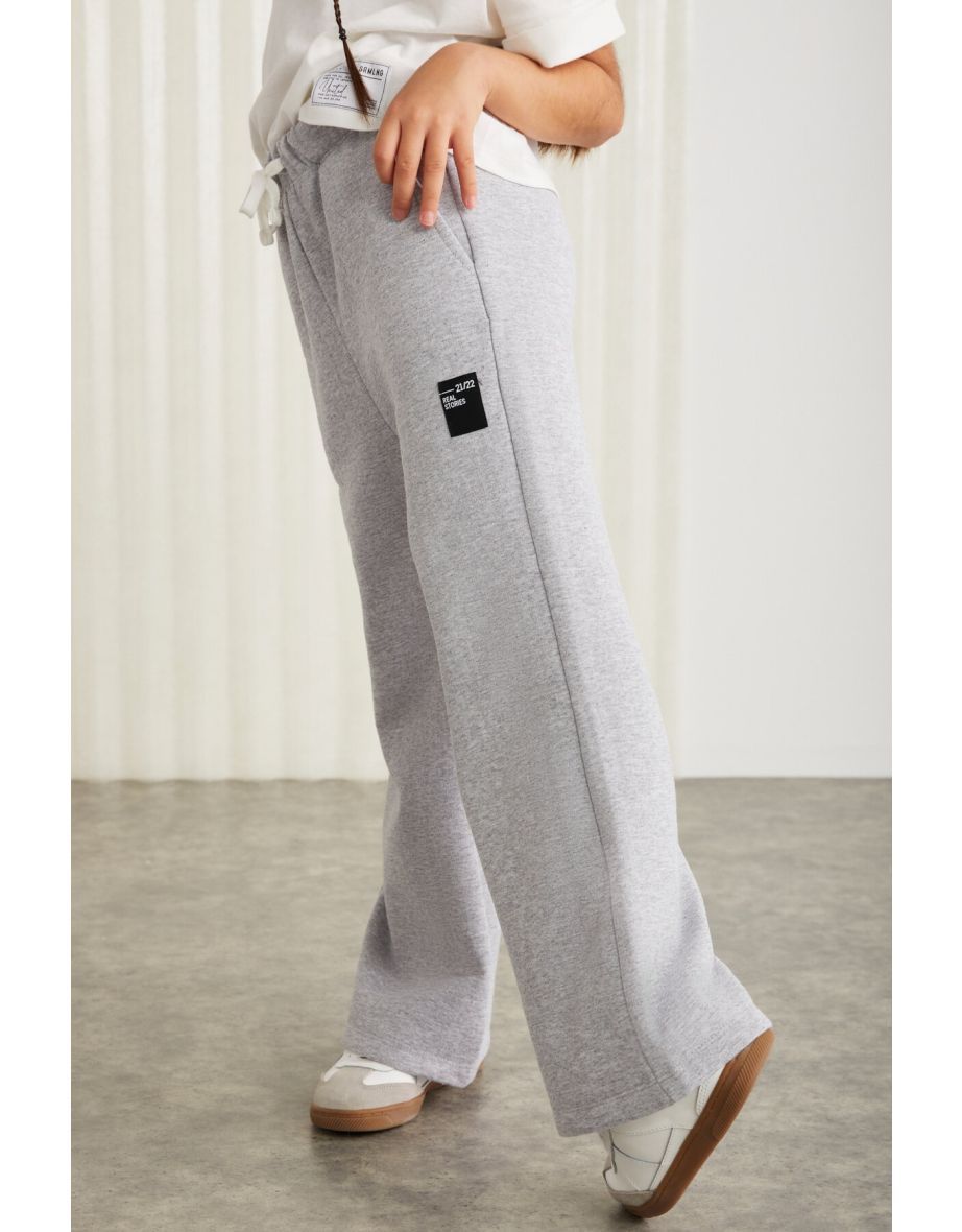 ornament labeled raising yarn girls flare trousers Gray - 2