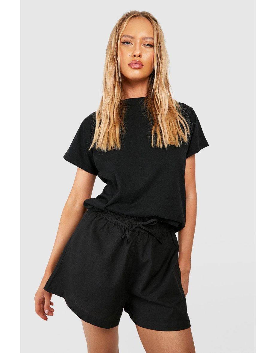 Tall Linen Look Flippy Shorts - black