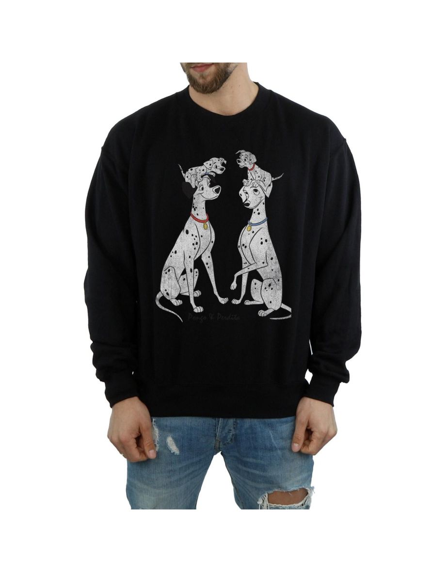 Disney Mens 101 Dalmatians Classic Pongo And Perdita Sweatshirt - Black - 3