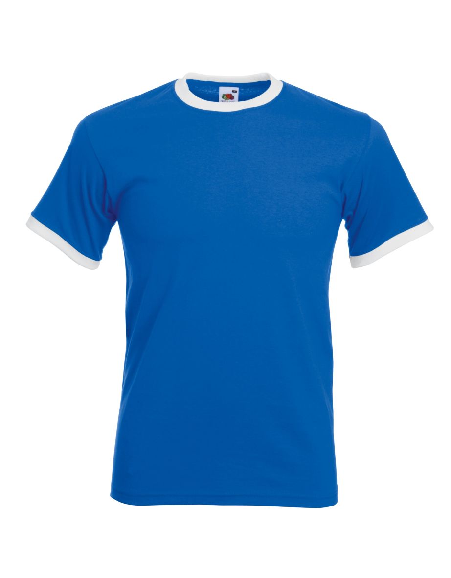 Fruit Of The Loom Mens Ringer Short Sleeve T-Shirt - Royal/White
