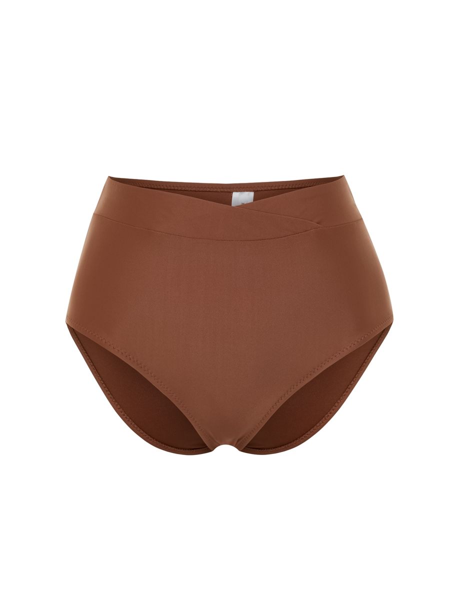 Brown V-Cut High Waist Bikini Bottom