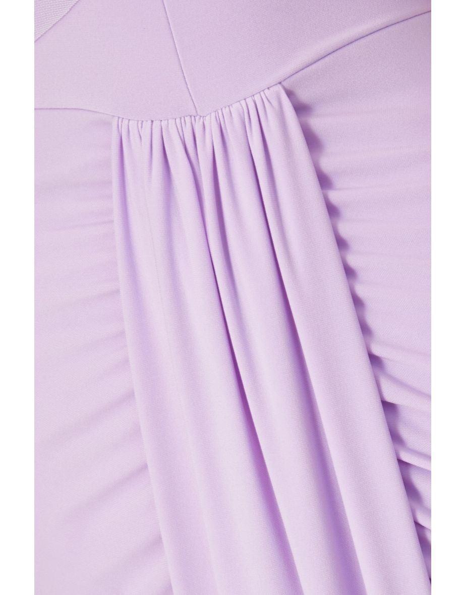 Lilac Draped Maxi Dress - 5