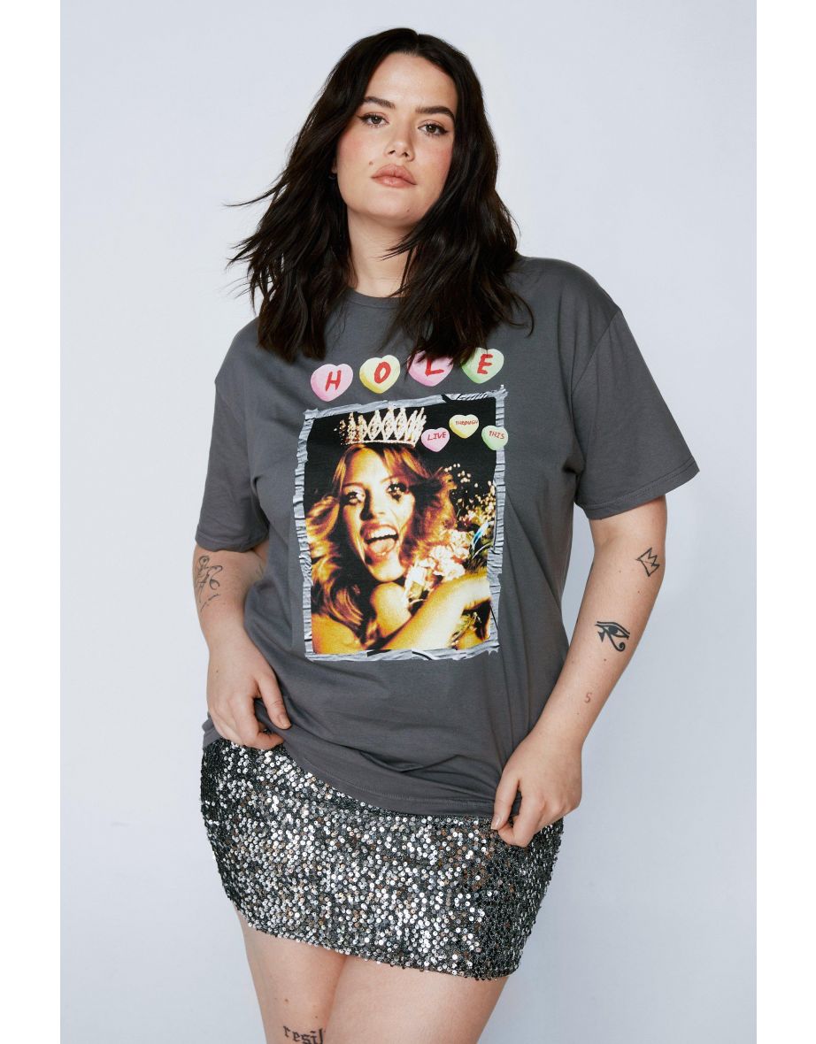 Plus Hole Graphic Band T-shirt