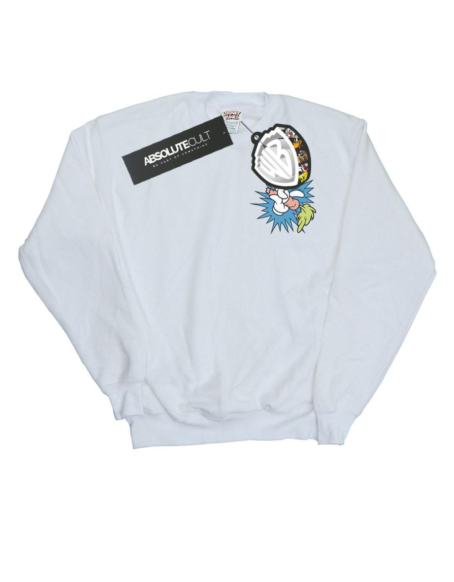 Looney Tunes Boys Bugs Bunny Carrot Breast Print Sweatshirt - White
