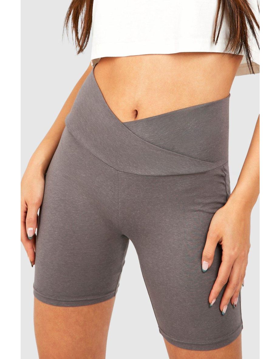 Premium Super Soft Cross Over Waistband Cycling Short - charcoal - 3