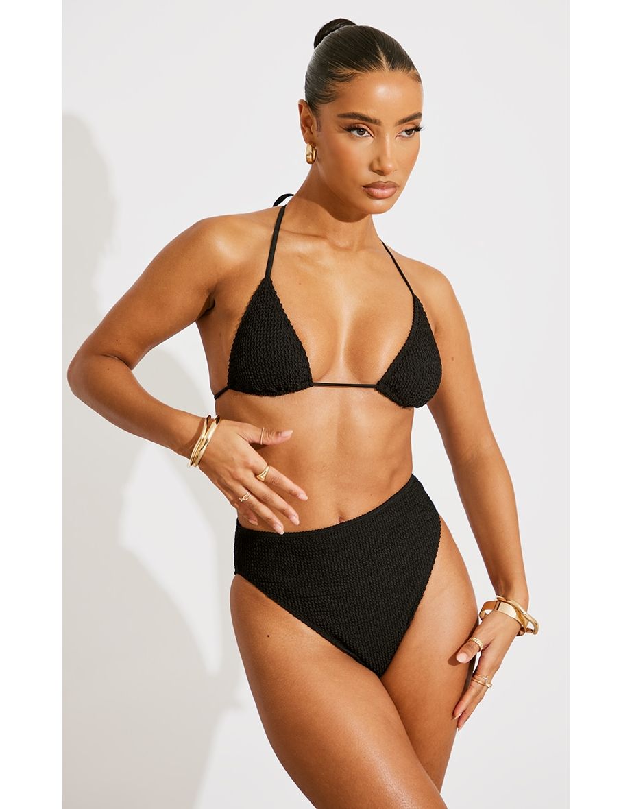 Black crinkle elasticated high waisted bottom store
