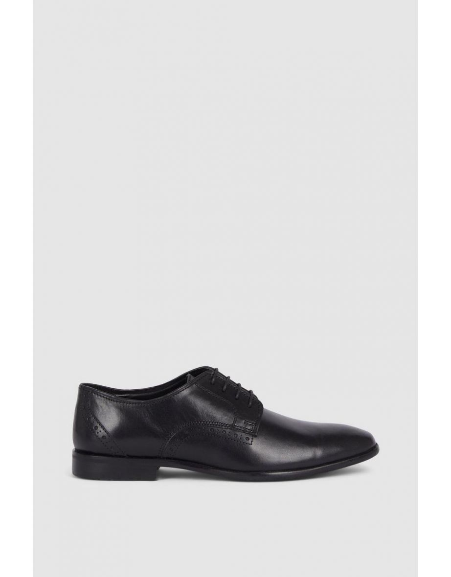 Archie Leather Formal Punch Detail Derby - black