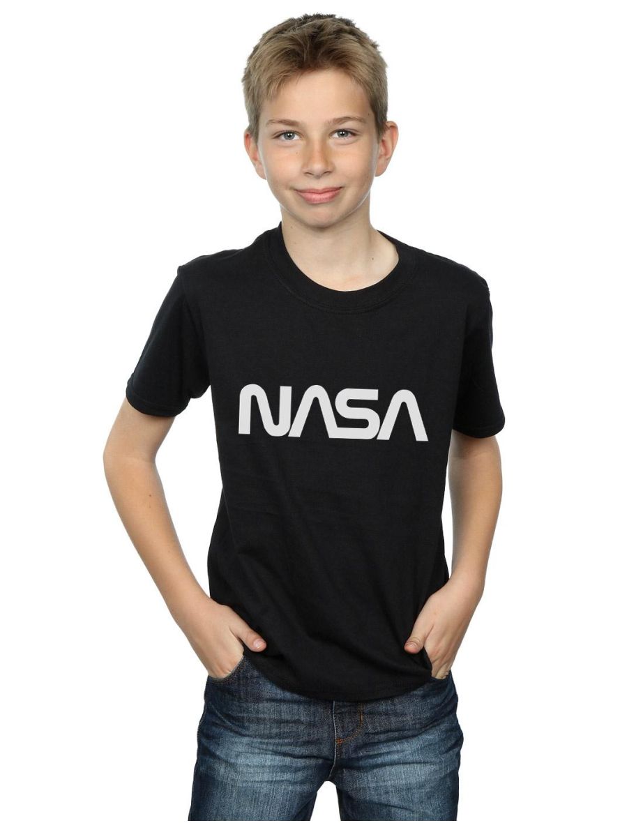 NASA Boys Modern Logo T-Shirt - Black