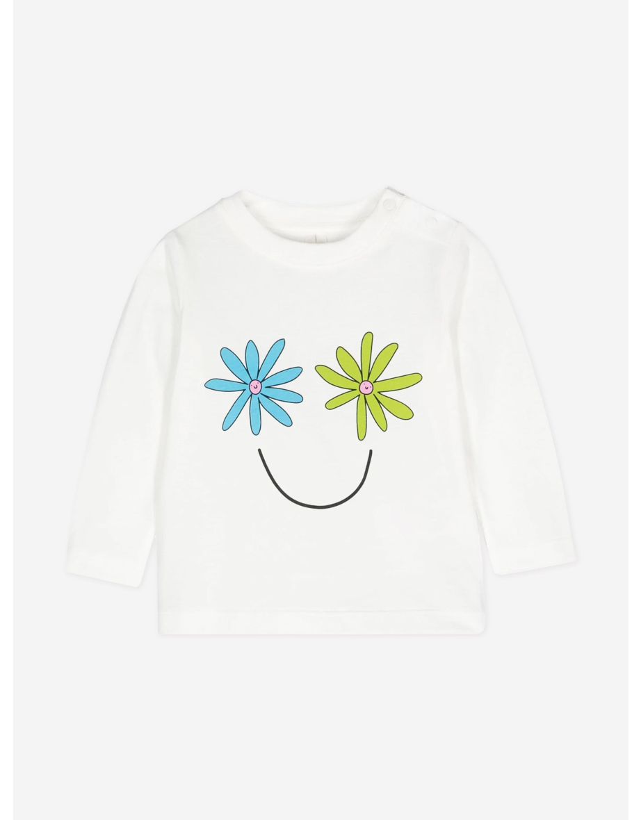 Baby Girls Smiley Face T-Shirt in Ivory