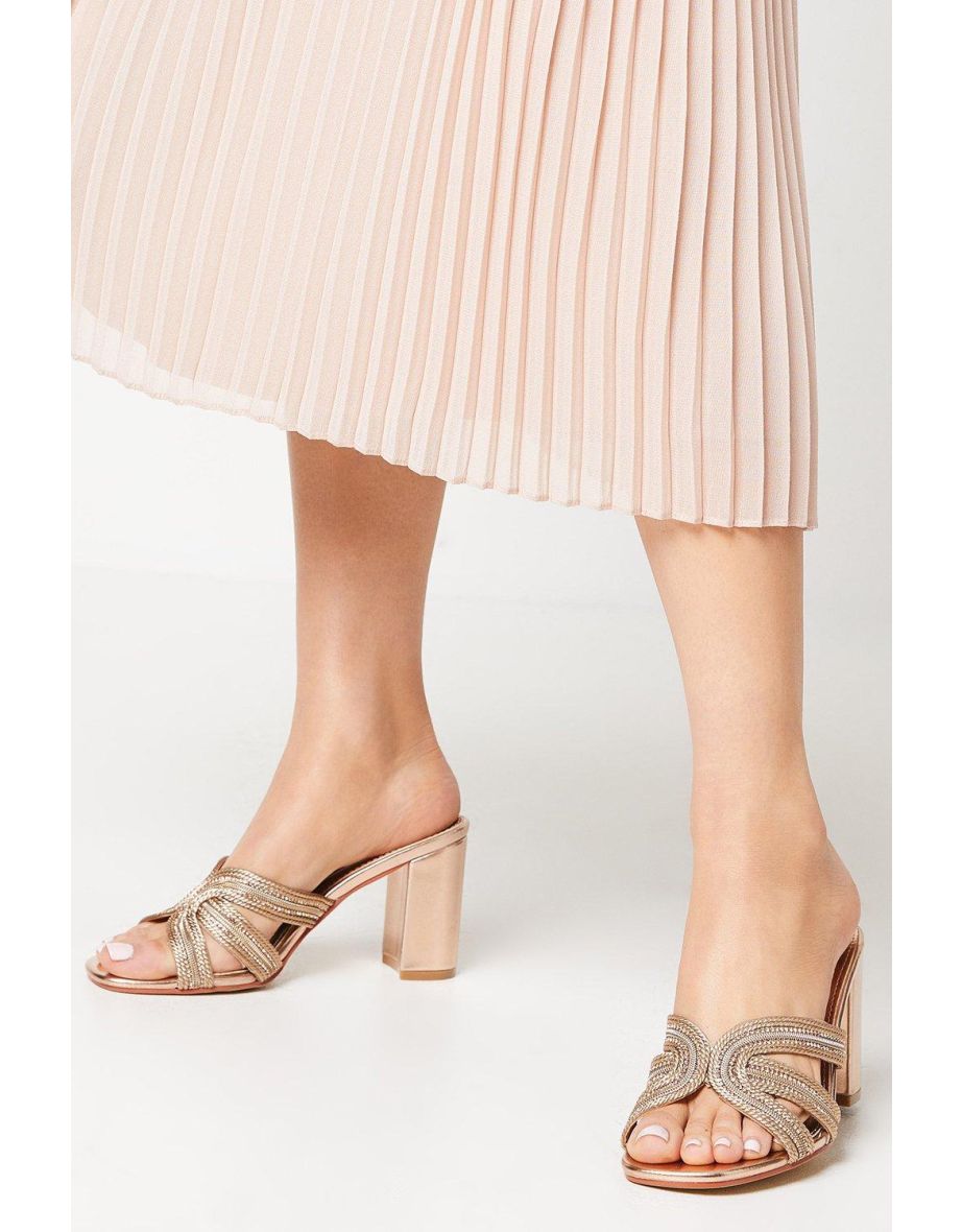 Tibago Diamante Rope Detail Heeled Mule Sandals