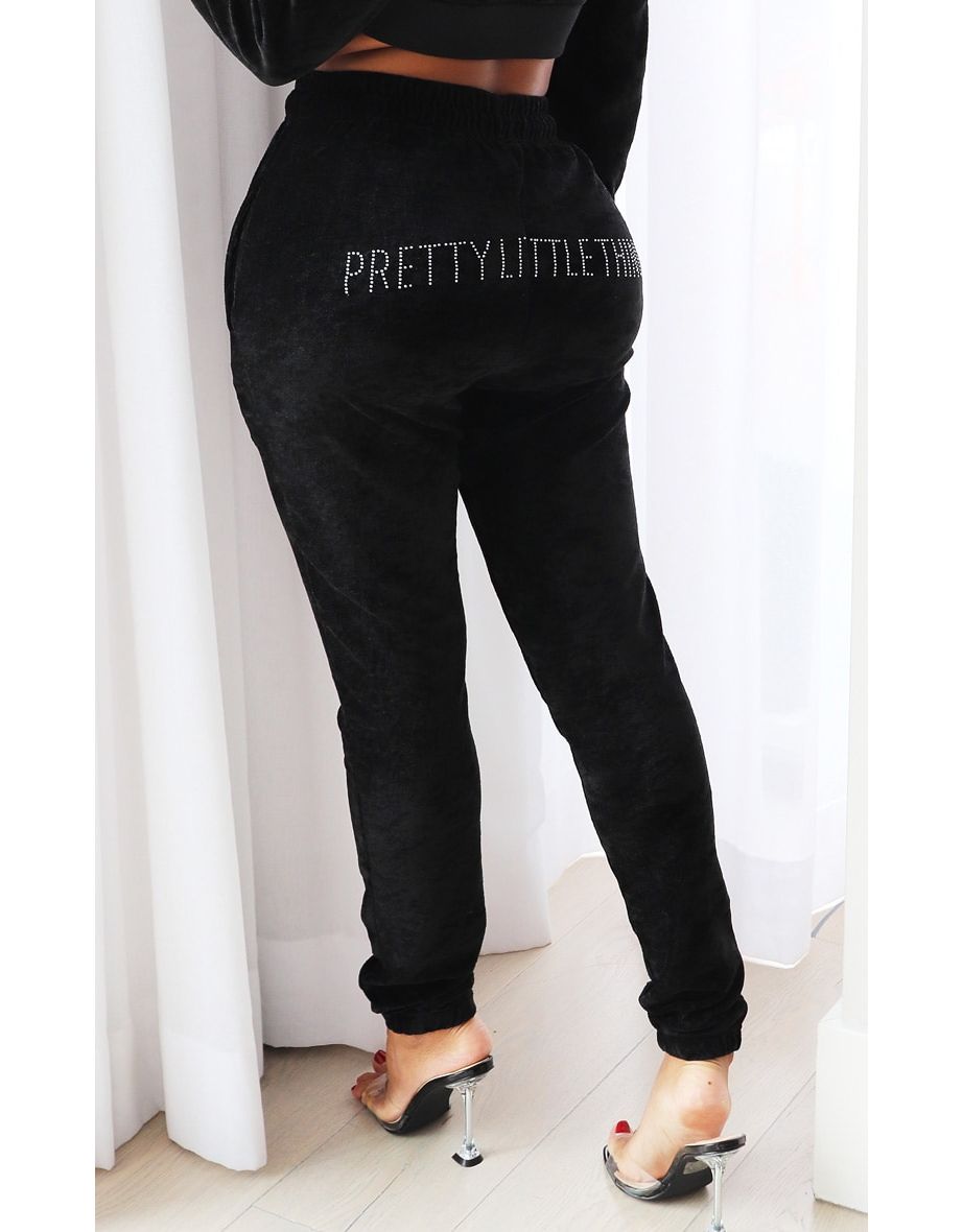 Black velour hotsell joggers