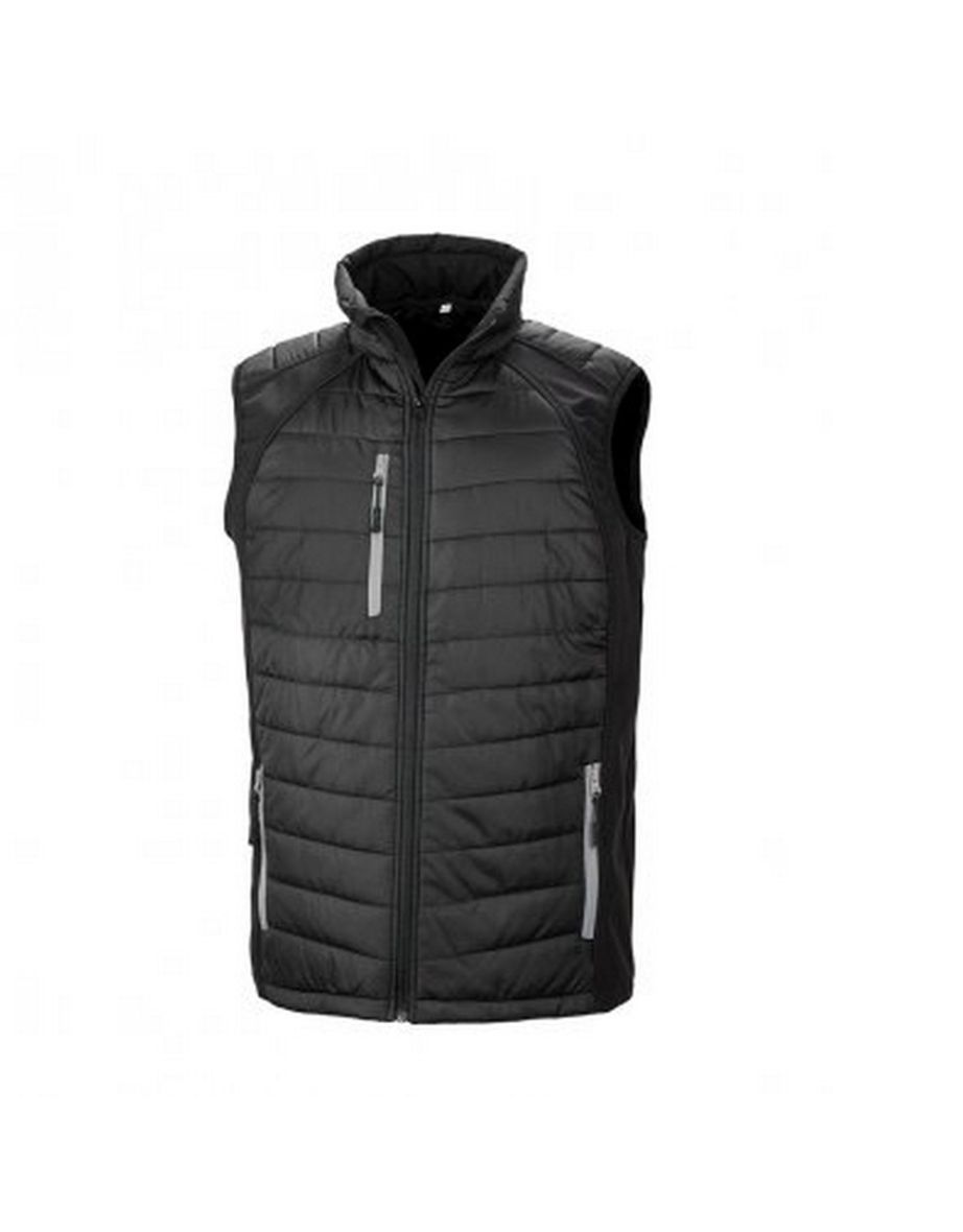 Result Mens Black Compass Padded Soft Shell Gilet - Black/Grey
