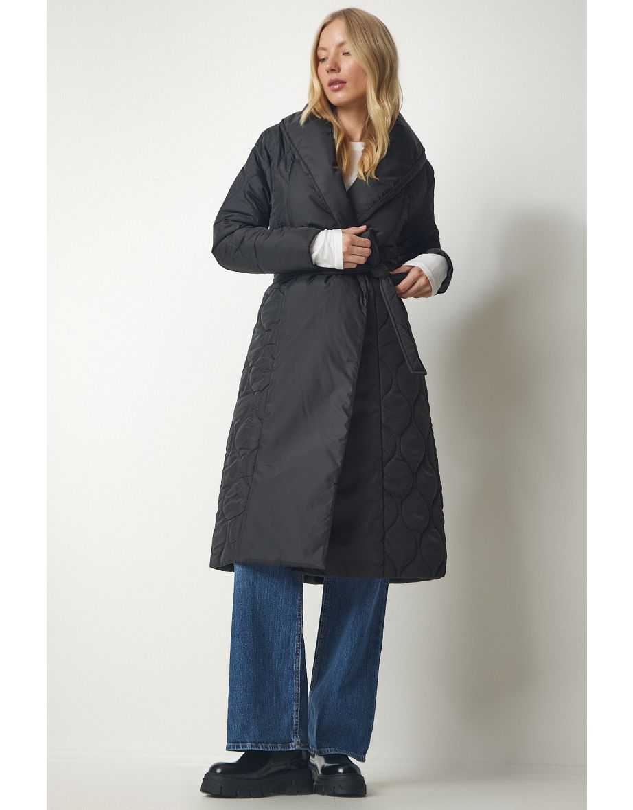 Boohoo belted shawl collar coat review top