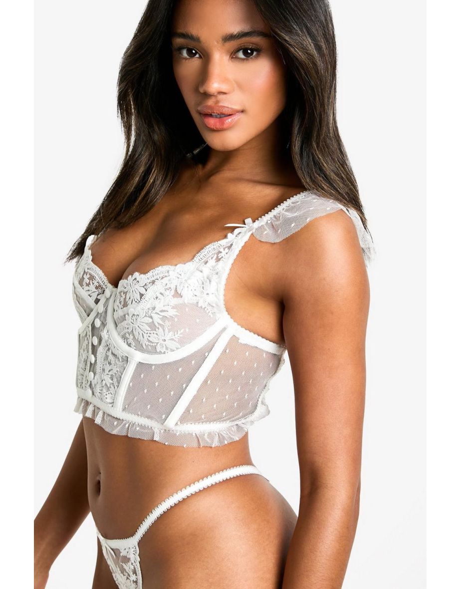 Button Frill Detail Underwired Lingerie Set - 2