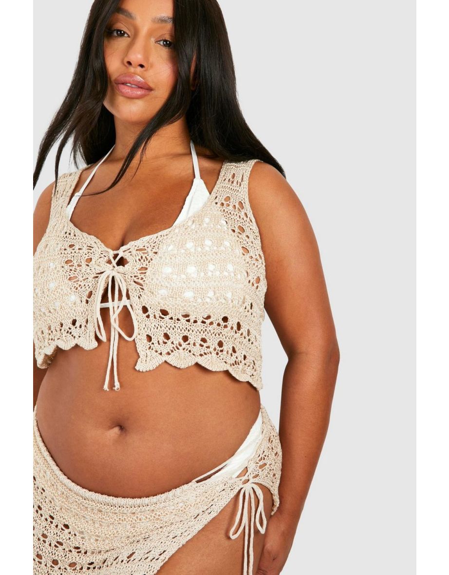 Plus Crochet Top And Mini Skirt Beach Co-ord - 3