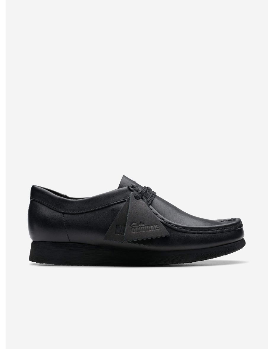 Kids Leather Wallabee Shoes in Black