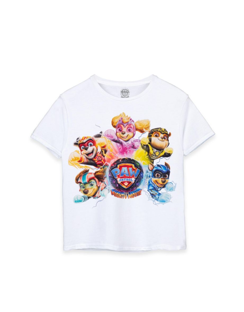 Paw Patrol: The Mighty Movie Childrens/Kids Logo T-Shirt - White
