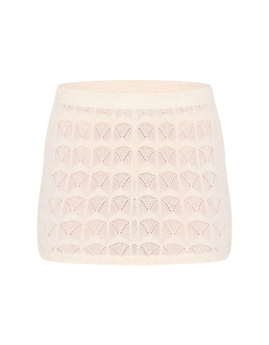 Almond Textured Mid Rise Mini Skirt - 5