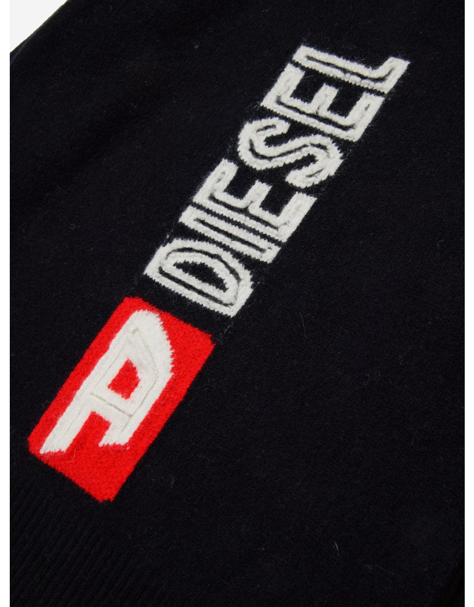 Diesel Kids Wool Knitted Logo Jumper in Black - 3