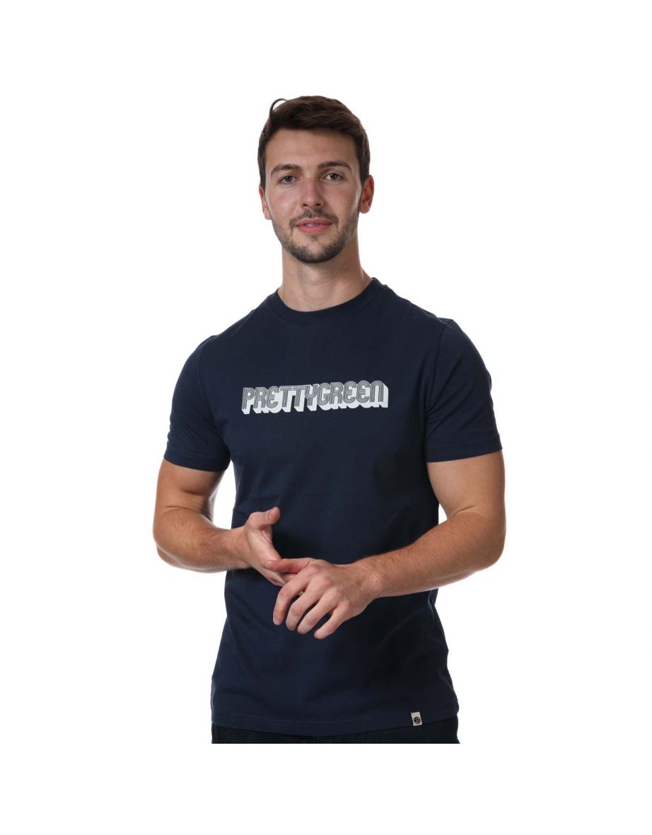 Men's Pretty Green Football Font T-Shirt in Blue