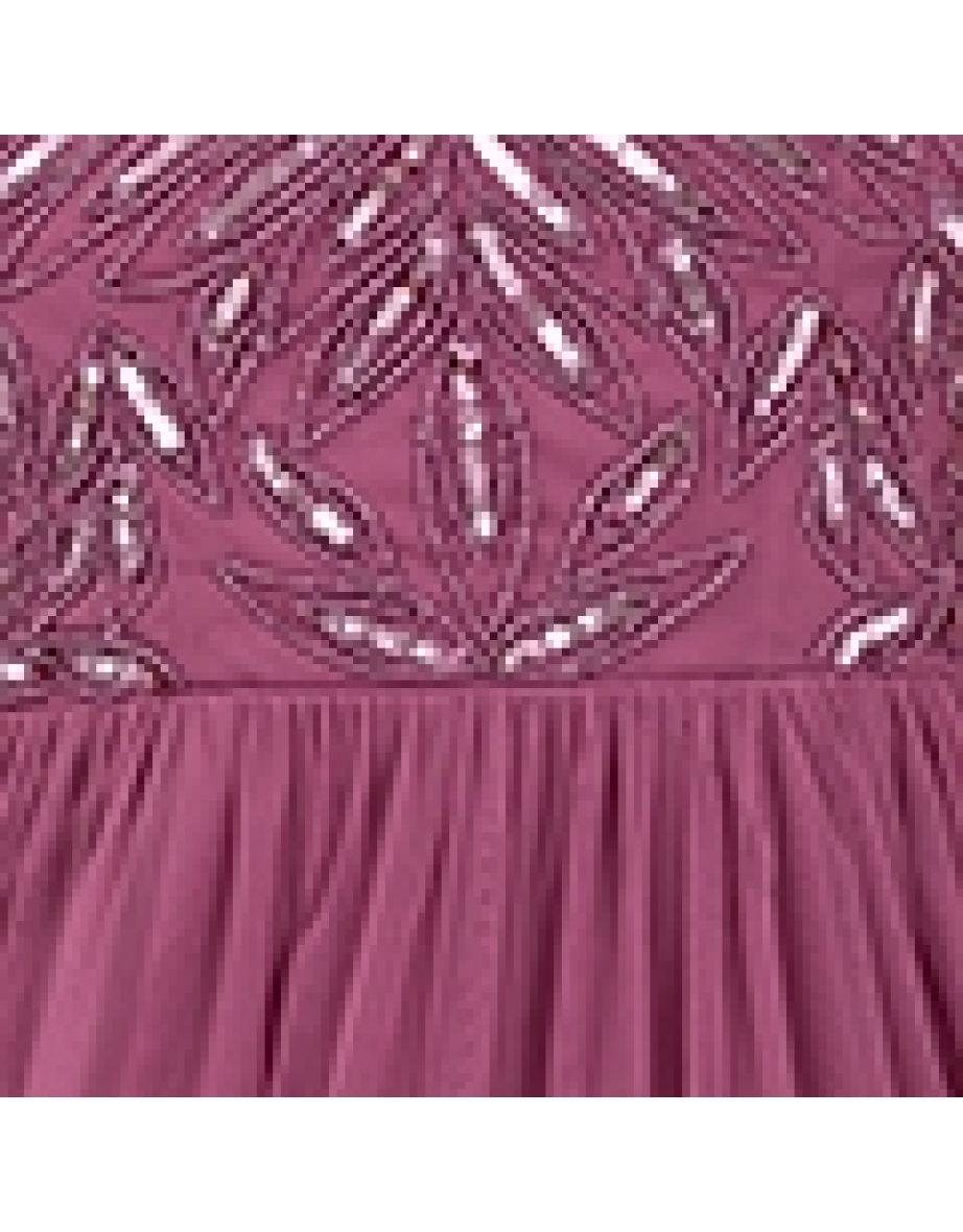 Maya Purple Embellished Short Sleeve Midi Dress - 4