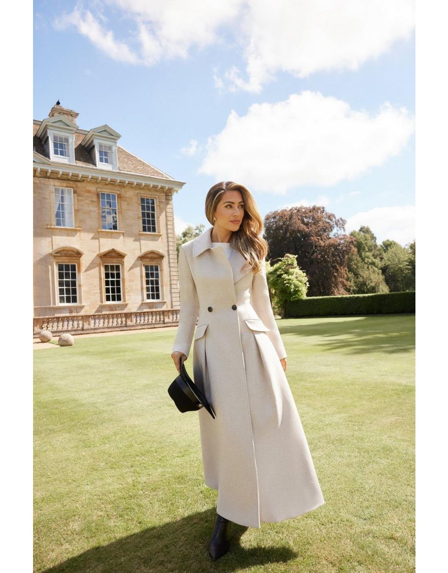Flared skirt coat with belt top