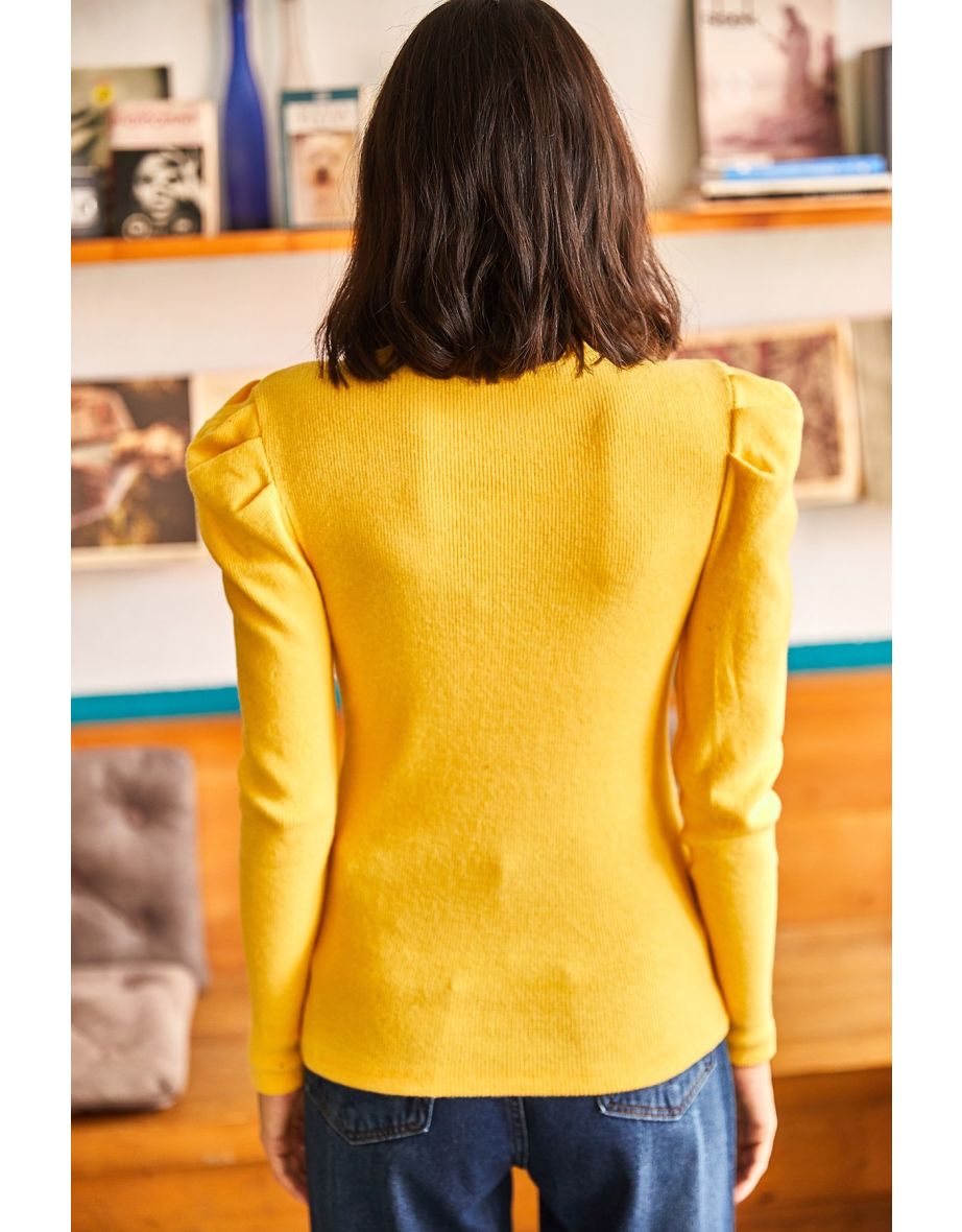 Women's Mustard Princess Lycra Sleeve Blouse - 6