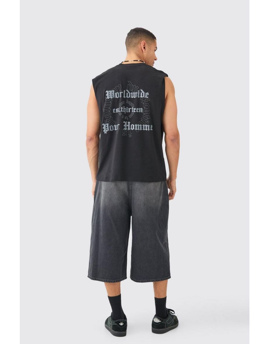 Oversized Worldwide Text Tank - black - 2