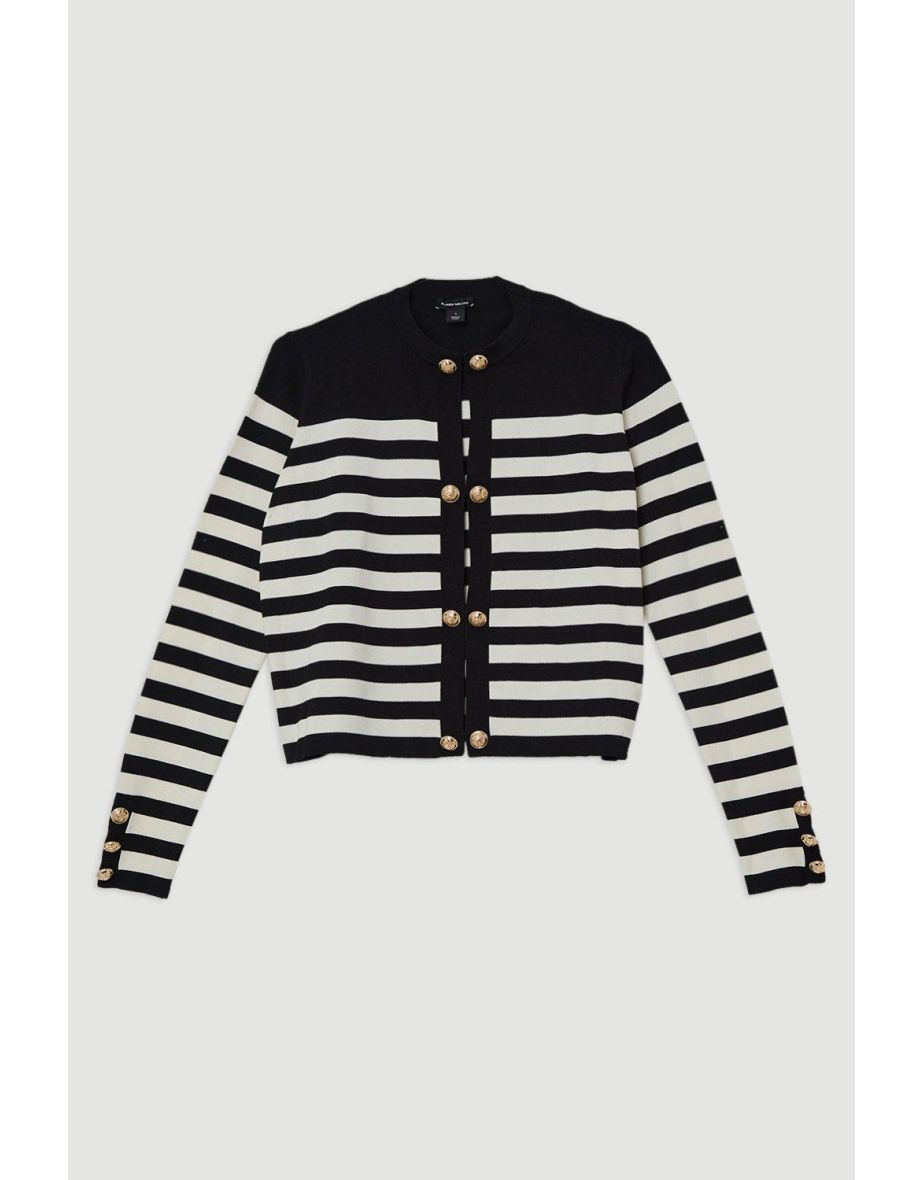 Military Stripe Rib Knit Cardigan - 3