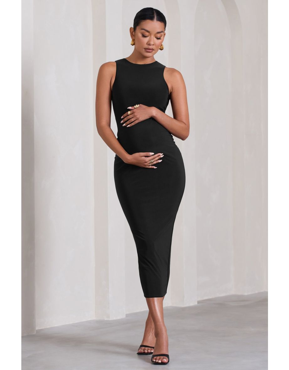Paige | Black Sleeveless Split Maternity Dress - 4