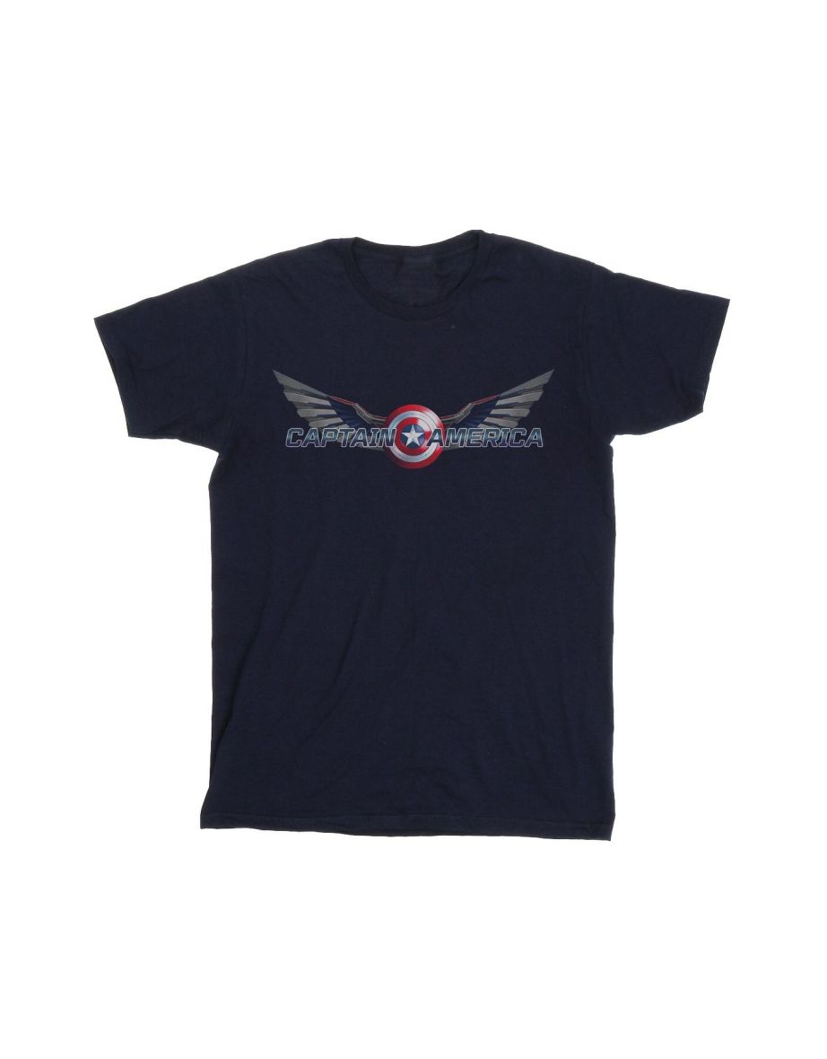 Marvel Boys Falcon And The Winter Soldier Captain America Logo T-Shirt - Navy Blue - 1
