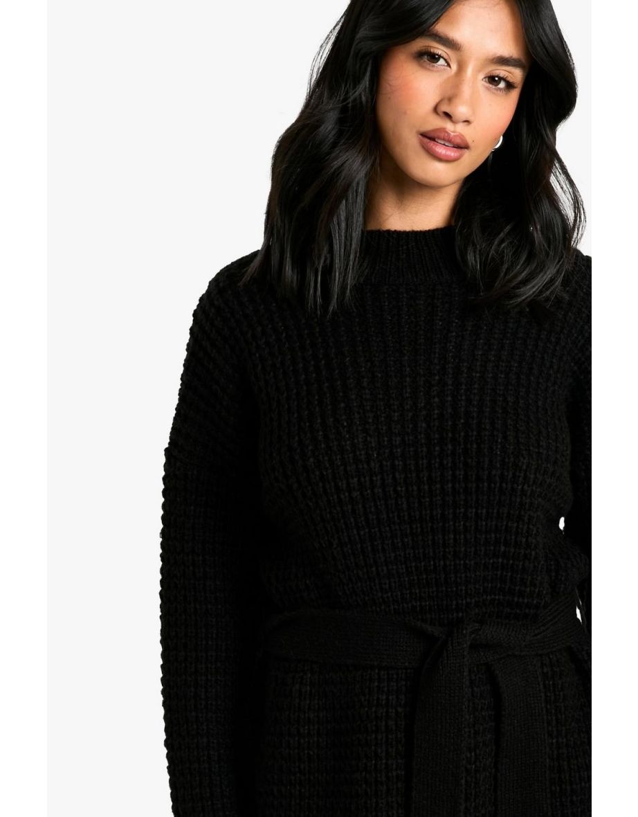 Petite Belted Knitted Jumper Dress - 3