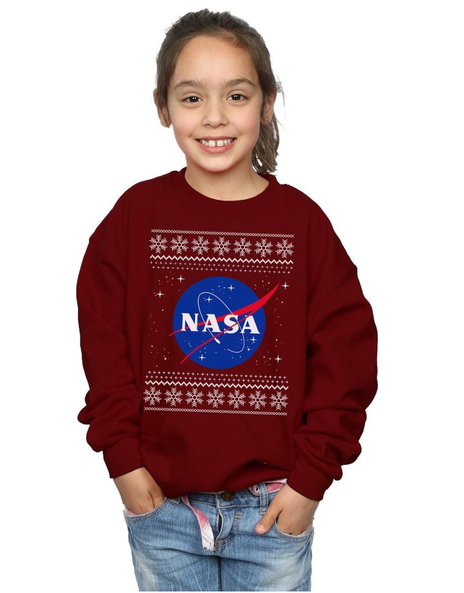 Shop NASA Girls Classic Fair Isle Sweatshirt Burgundy Online in Bahrain VogaCloset