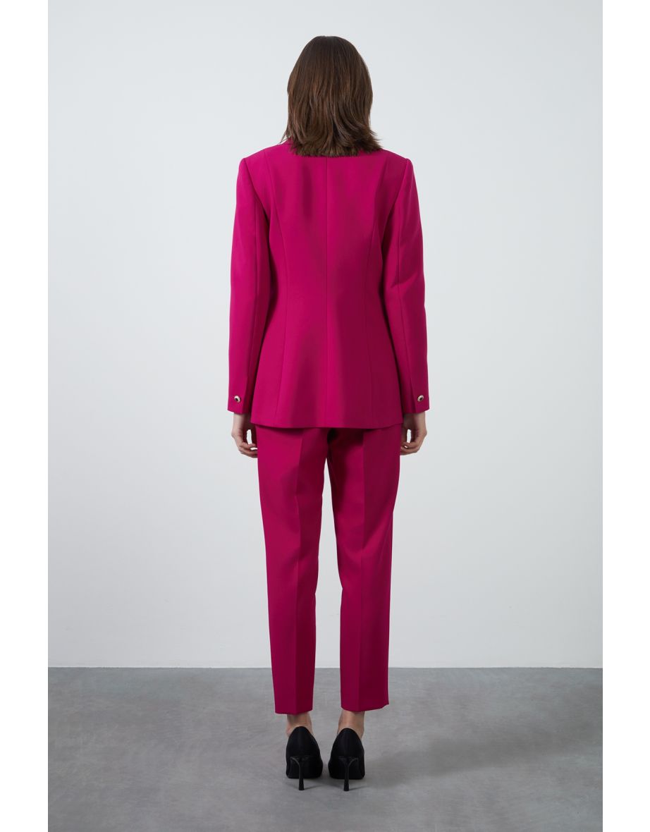 Gold Button Detail Burgundy Jacket - 2