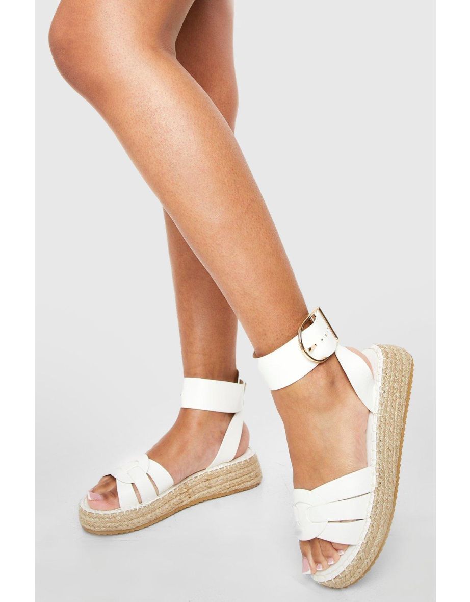 Shop Woven Detail 2 Part Flatforms white Online in Qatar VogaCloset