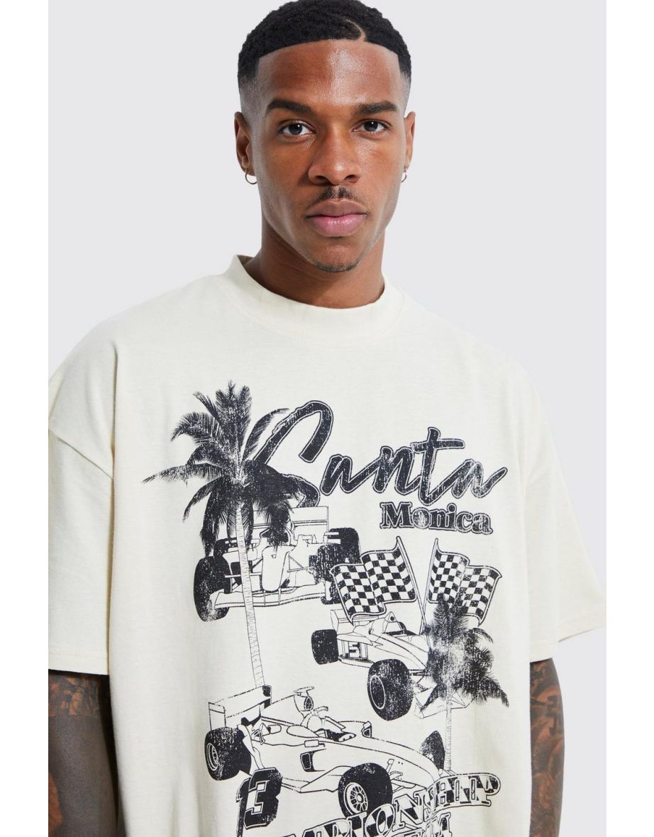 Oversized Extended Neck Santa Monica T-shirt - sand - 2