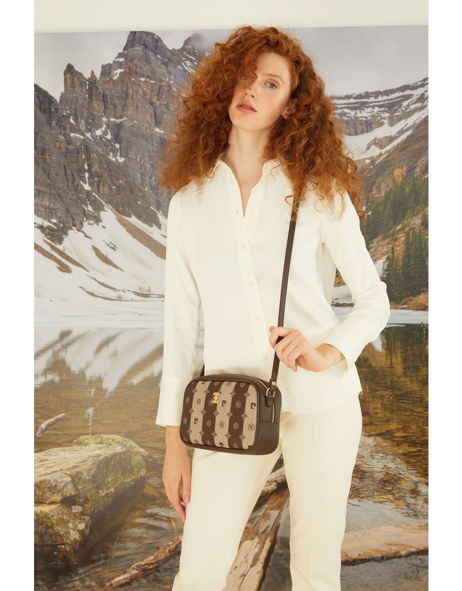 Women's Mink Striped Monogram Shoulder Bag
